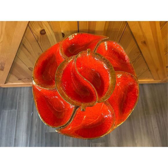 Vintage Lazy Susan California pottery 725 chip and dip set (8762)￼ - Picture 5 of 8